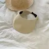 Chapéu Viseira Simples de Tricô Cor Sólida Coreano para Mulheres, Novo Estilo Artístico Dobrável de Verão Proteção Solar Chapéu de Sol para Cabeça Grande