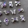 Accesorios de Arte para Uñas de Moño Nuevos y de Moda Diamante Morado Plateado Lujo Ligero Mariposa Corazón Oso 3D Accesorios para Uñas Portátiles