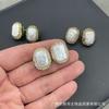 Pendientes de perlas de agua dulce barrocas naturales, pendientes de diamantes retro de alta gama, accesorios de noche personalizados, ligeros y lujosos para banquetes.