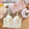 Princesa Sirena # Dulce Pecho Pequeño Push-Up Transpirable Pecho Durazno Plisado Lazo Encaje Ropa Interior para Mujer