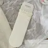 Meias de Cor Sólida com Dupla Babado para Mulheres, Meias de Cano Médio, Estilo Coreano para Primavera e Outono, Meias Slouch Tendência Japonesa Retrô para Mulheres