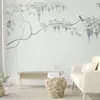 Revestimiento de Pared Floral y Botánico tipo Vid Estilo Americano 2025 para Sala de Estar Sofá, Fondo de Cabecera, Mural Decorativo de Estudio - Pájaro en la Vid