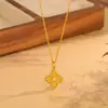 Collar de Trébol de Cuatro Hojas con Pedrería de Escamas de Dragón para Mujer, Nuevo Diseño de Flor de Cuatro Pétalos Estilo Chino, Estilo de Nicho, Versátil, Cadena de Clavícula de Gama Alta