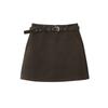 [Oufan] Falda Corta de Cachemira Gruesa Retro para Mujer Otoño e Invierno 2024 Cintura Alta A Cadera Falda Media Largo 2628