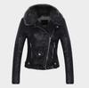 Chaqueta corta ajustada de cuero sintético con cinturón de motociclista forrado de vellón para otoño e invierno, estilo urbano europeo y americano, para mujer