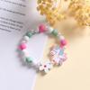 Pulseira criativa de madeira com miçangas feitas à mão, cor doce, forma de desenho animado, colorida, conjunto de colar e pulseira infantil, joia