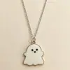 Collar Fantasma Blanco y Negro Regalo de Halloween Joyería Colgante Personalizado Mejor Amigo Pareja Juego de Dos Piezas Estudiante Regalo de Regreso a Clases