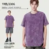 Camiseta Transfronteiriça 230g Camiseta Lavada Velha Camiseta Solta Gola Redonda Ombro Tamanho Europeu Batik Camiseta Americana Manga Curta Camiseta Masculina