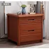 Mesa de Cabeceira Moderna de Madeira Maciça Estilo Chinês com Armazenamento, Design Estreito de 40cm com Gabinete, Móvel Simples para Quarto de Aluguel