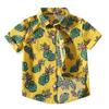 Camisa Casual Estilo Playa para Niños 2021 Verano Nuevo Manga Corta Infantil Estampado Completo Hawaiano Piña Camisa de Algodón