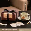 Juego de Regalo Práctico de Cerámica para Taza de Café y Platillo, Taza Personalizada para el Té de la Tarde, Sensación de Lujo Ligero y Gama Alta, Regalo Festivo