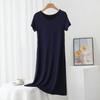 Vestido modal de manga corta para mujer, de verano, fino, holgado, de talla grande, para uso exterior, con cuello redondo, para uso informal en casa