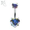 Cross-border Hot Sale Nova Cor Zircon Anel Umbilical Aço Inoxidável Cabeça Dupla Coração Em Forma De Diamante Umbigo Unha Corpo Punção Leite Unha