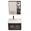Gabinete de Baño de Vidrio con Puerta, Aluminio Montado en Pared, Ahorrador de Espacio para Apartamentos Pequeños, Borde Estrecho, Gabinete para Lavabo de Balcón de Baño, Gabinete con Espejo de Tocador