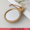Espejo de Maquillaje de Madera Maciza de Mano Retro Espejo de Salón de Belleza Mango Especial Portátil Espejo de Maquillaje Portátil HD de Madera