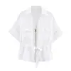 Conjunto de Roupa Feminina Verão 2025 Novo Europeu e Americano Transfronteiriço Estilo Safari Gola Lapela Camisa Solta Calça Casual