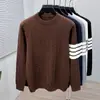 Suéter Masculino de Lã com Gola Redonda e Trançado Estilo Old Money Chegada Nova Outono/Inverno 2026 Camada Base de Tricô Engrossada Suéter Masculino