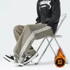 Novas calças casuais de outono e inverno para homens, com forro de fleece, tecido de algodão espesso, design de perna reta, modelagem solta e um estilo esportivo moderno