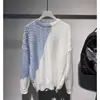 Suéter de inverno 2023, nova moda, cor contrastante, alta qualidade, manga longa, gola redonda, top solto masculino