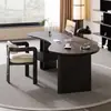 Mesa de Computador Moderna Minimalista em Madeira Maciça com Design Curvo de Alto Padrão, Conjunto de Mesa e Cadeira para Estudo em Casa, Pés de Mesa com Gaveta para Escritório