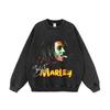 Suéter con capucha desgastado y lavado con retrato de rap hip hop estadounidense para hombres y mujeres, marca de moda vintage, top holgado de calle principal