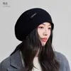 Gorro holgado~ Gorro holgado de lana pura con borde enrollado para mujer, hace que la cara se vea más pequeña, circunferencia de cabeza grande, gorro de lana tejido, gorro cálido casual para otoño e invierno