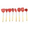 Utensilios de cocina de silicona con mango de madera de acacia de Amazon, 8 piezas, raspador para hornear, sartén antiadherente, colador de sopa, pala de cocina, cuchara, juego