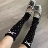 Aquecedores de Pernas Retro de Bolinhas para o Verão Meias Largas com Laço Estilo Y2K Japonês Mangas para Pernas Emagrecedoras Femininas Meias Lolita para Meninas