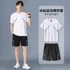 2025 Moda Casual Masculina Estudante plus size Solto Corrida Fitness Respirável Secagem Rápida Top Esportivo X Conjunto de Manga Curta