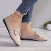 Zapatos de Mujer Planos Nuevo Estilo Zapatos Casuales Zapatos de Una Capa Zapatos de Madre de Color Sólido con Suela Blanda Zapatos de Talla Grande con Lazo