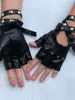 Guantes de Rendimiento para Hombres y Mujeres con Correas Largas de Cuerda y Remaches para Danza de Rendimiento Modelo Punk Pasarela Hip-Hop Cuero Nightclub Cos