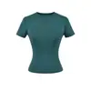 Comércio Exterior Transfronteiriço Roupas Femininas Verão 2026 Estilo Europeu e Americano Gola Redonda Poá Manga Curta Cor Sólida Ajuste na Cintura Camiseta Top para Mulheres X1100