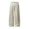 Calça Casual Nanxia de Pernas Largas Calça Longa Reta Solta Masculina Versátil Calça Social Retrô Estilo Old Money Masculino Calça Plissada