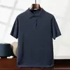 Tricô de Cashmere com Gola Polo e Manga Curta Pulôver de Tricô Masculino Cor Lisa Casual de Negócios Versátil Simples Tricô Camiseta Colete