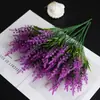 Planta Verde Artificial Lavanda de 5 Ramas Flor Artificial Aterciopelada Boda Foto Estilo Pastoral Espiga de Trigo Flor Falsa Decoración Sala de Estar Hogar