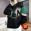 Moletom Grosso com Gola Redonda de Lã para Outono/Inverno 2026 para Homens, Adolescentes e Estudantes, Camiseta de Manga Longa, Top da Moda Masculino