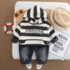 Conjunto de Moda Otoño para Niños 2025 Nuevo Elegante de Manga Larga Rayado con Capucha Letra Conjunto de Dos Piezas Ropa de Moda