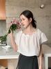 Camisa Blusa de Manga Flutuante Gentle French Tencel para Mulheres Verão Solta Emagrecimento Top 0503