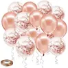 Set de Globos de Oro Rosa Más Vendido Transfronterizo, Combinación de Globos de Lentejuelas Doradas y Plateadas, Decoración para Cumpleaños de Bebé y Bodas