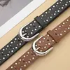 Cinturón de Cuentas de Nuevo Estilo para Mujer, Diseño de Cuentas Transfronterizo, Cinturón de Cuero para Mujer Estilo Occidental de Moda de Venta Caliente, Elegante Cinturón Sencillo con Hebilla de Pin