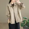 Tiro real Otoño/Invierno Nuevo Holgado Versátil Reductor de Edad Cuadros Patchwork Adelgazante Casual Chaqueta