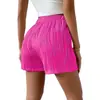 Nuevos Shorts Deportivos para Mujer de Amazon Europeos y Americanos Elásticos de Cintura Alta Texturizados Casuales Suaves Ligeros Shorts de Otoño