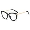 Gafas Jamie 5019 de Comercio Exterior con Montura Anti-Luz Azul y Patillas de Resorte Metálico, Montura Óptica Cat-Eye Europea y Americana para Miopía