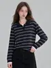 Camisa Polo Rayada Estilo Perezoso para Mujer Otoño 2026 Nueva Holgada Adelgazante Casual Versátil Camiseta de Manga Larga
