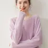 Cashmere Feminino Estilo Preguiçoso Novo Tricô Sem Costura Solto Gola Redonda Pulôver Tricô Fino Top de Lã Versátil
