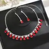 Aretes y Collar de Borla con Forma de Gota de Agua Ecológicos de Nuevo Estilo Transfronterizos y Conjunto de Joyería Nupcial Boda Cadena de Clavícula de Moda de Gama Alta