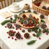 Kit de material para decoración navideña: piñas, agujas de pino, campanas, guirnaldas doradas y rojas, actividades didácticas hechas a mano, adornos navideños