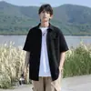 Camisa de Manga Corta de Seda de Hielo Texturizada Nasa para Hombre Verano Delgada 2026 Nueva Holgada Casual Chaqueta Camisa para Hombre