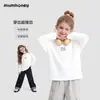 Camiseta de Algodão Puro para Meninas Black Ni Mumi Outono 2026 Nova Blusa Casual de Manga Curta Infantil Roupas Infantis Atacado