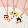 Colar Pingente Gota de Óleo Liga Meninas Superpoderosas Joias Desenho Animado Fofo Pingente Anime Colar Bff Amiga